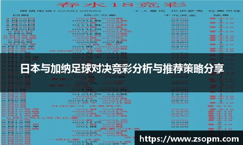 日本与加纳足球对决竞彩分析与推荐策略分享